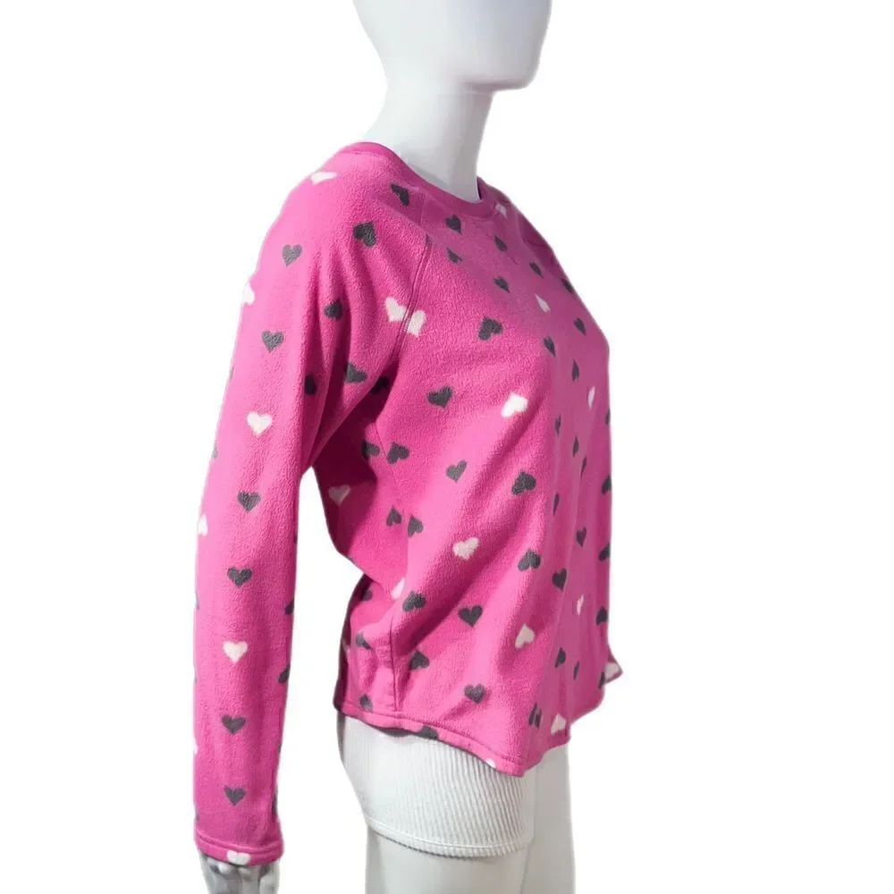 Abstract Heart Fleece Pajama Shirt